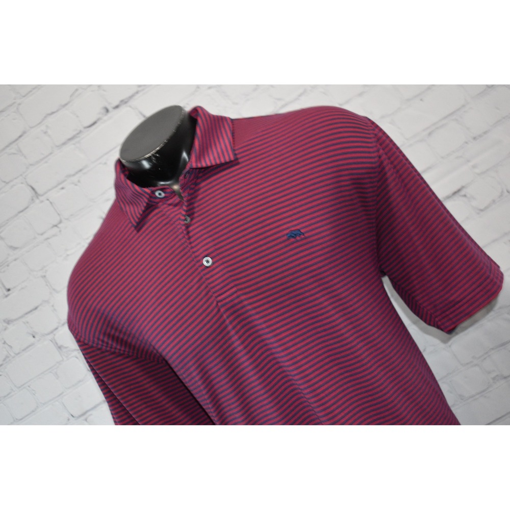 Onward Reserve Golf Polo Shirt Mens XL Dark Pink Navy Striped Performance